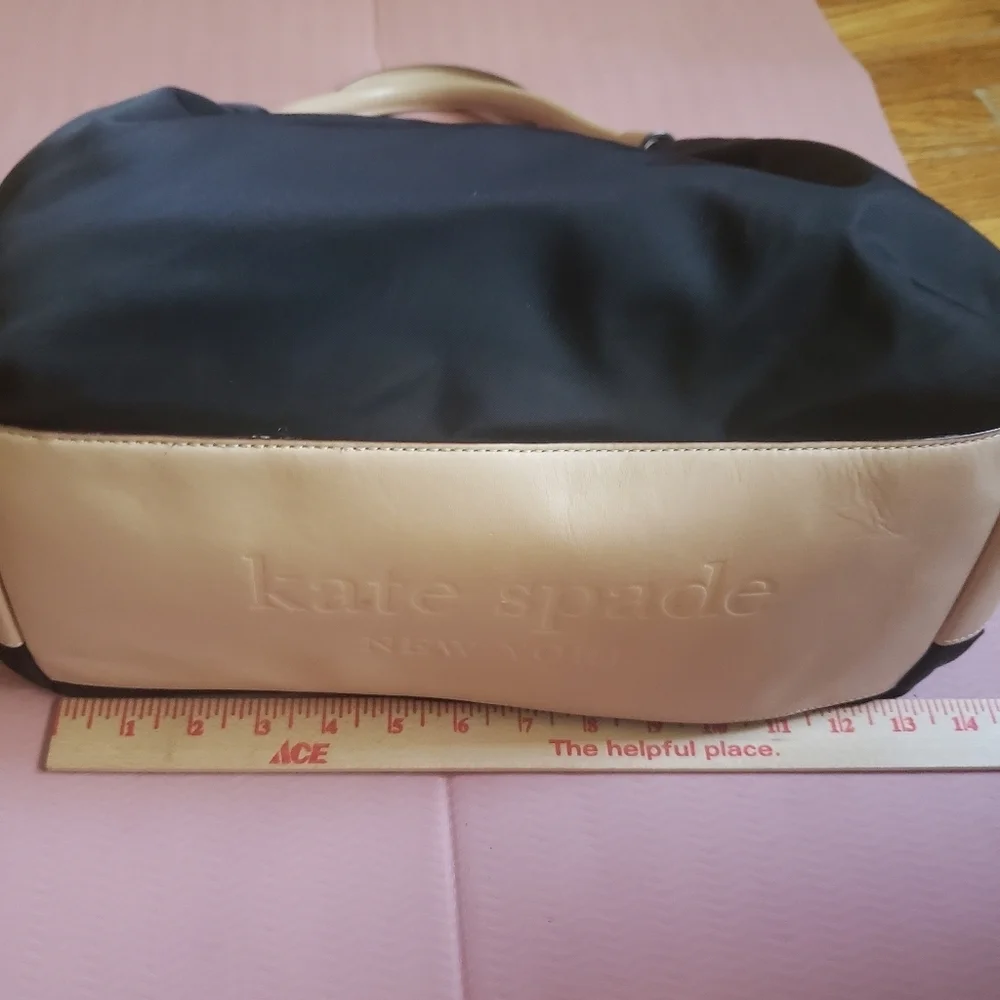 Vintage Y2K Kate Spade Black Stevie Satchel Bag with Newspaper Ad Print Inside
